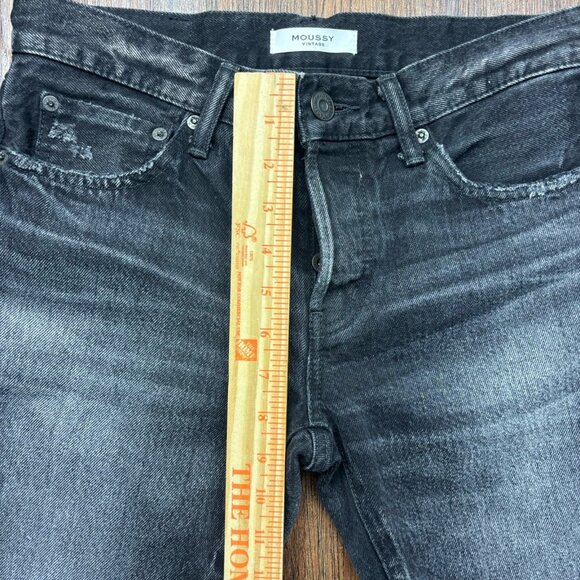 Moussy Vintage Straight Jeans Distressed Faded Black Button Fly Women’s Size 24 - Picture 9 of 12